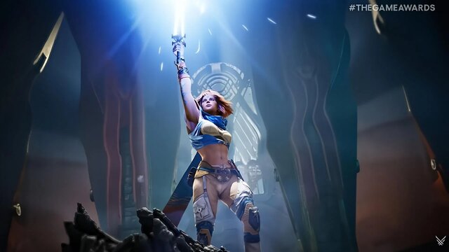 nouveau fps du créateur d'apex et titanfall: ne ratez pas Personnage héroïque levant une épée lumineuse.