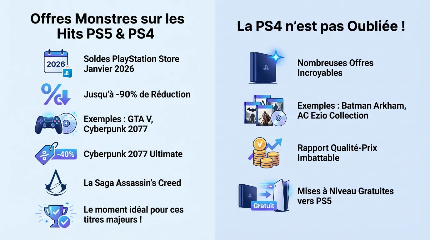 Soldes monstres PlayStation Store janvier 2026 sur PS5 et PS4