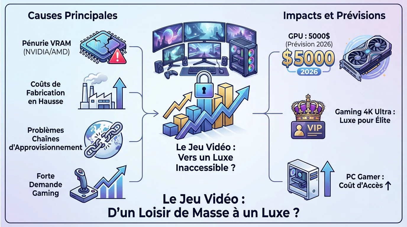 Illustration d'un PC gamer devenant un produit de luxe inabordable en 2026