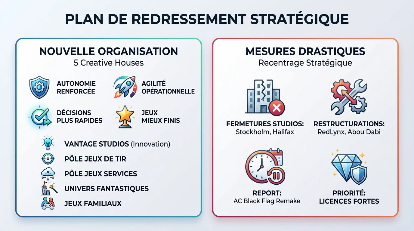 Plan de redressement stratégique d'Ubisoft avec les cinq Creative Houses
