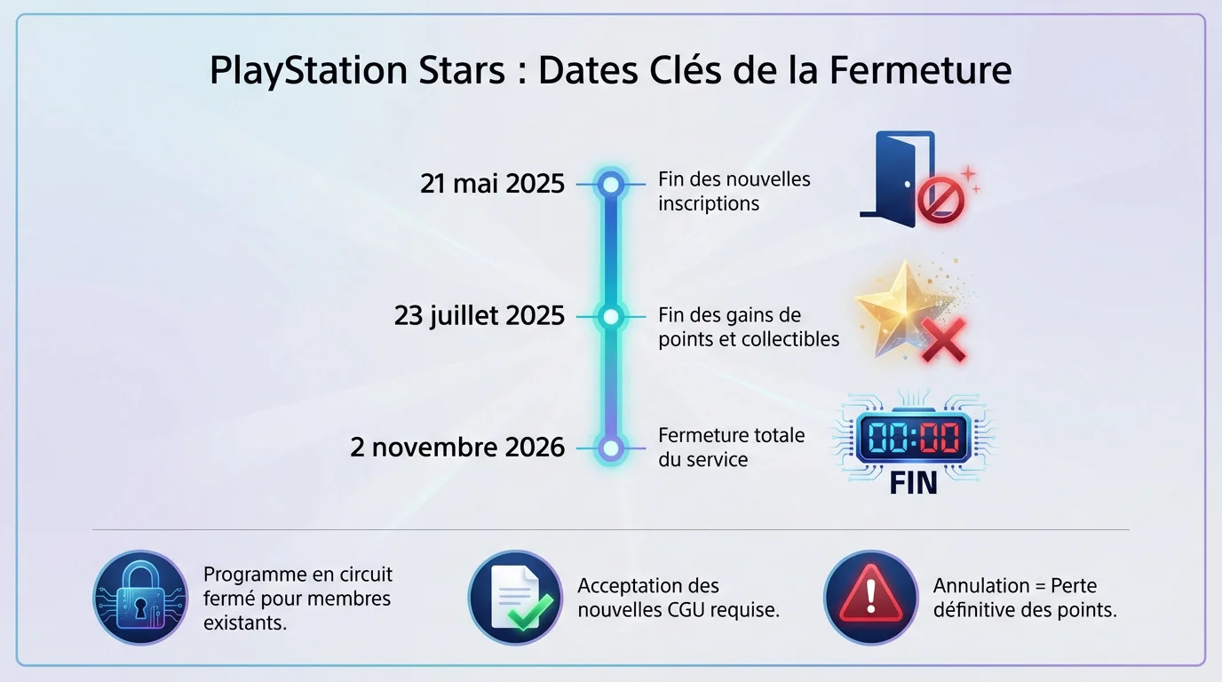 Calendrier des dates clés pour la fermeture du programme PlayStation Stars