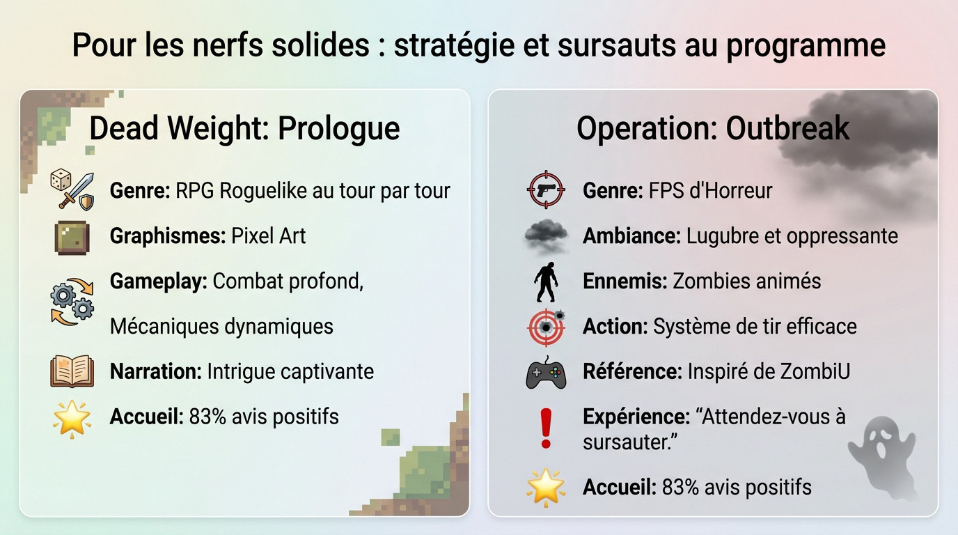 Aperçu des jeux Dead Weight Prologue et Operation Outbreak