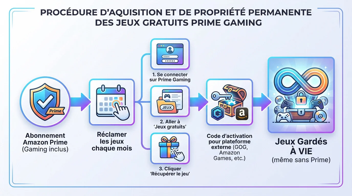 Procédure pour récupérer les jeux gratuits Prime Gaming à vie et les activer