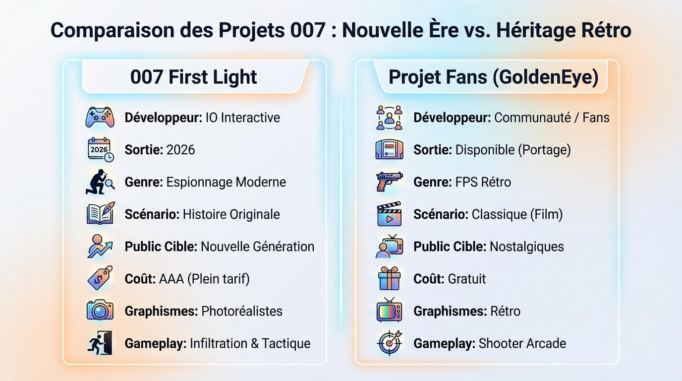 Comparaison visuelle entre le portage PC de GoldenEye 007 et le futur jeu 007 First Light