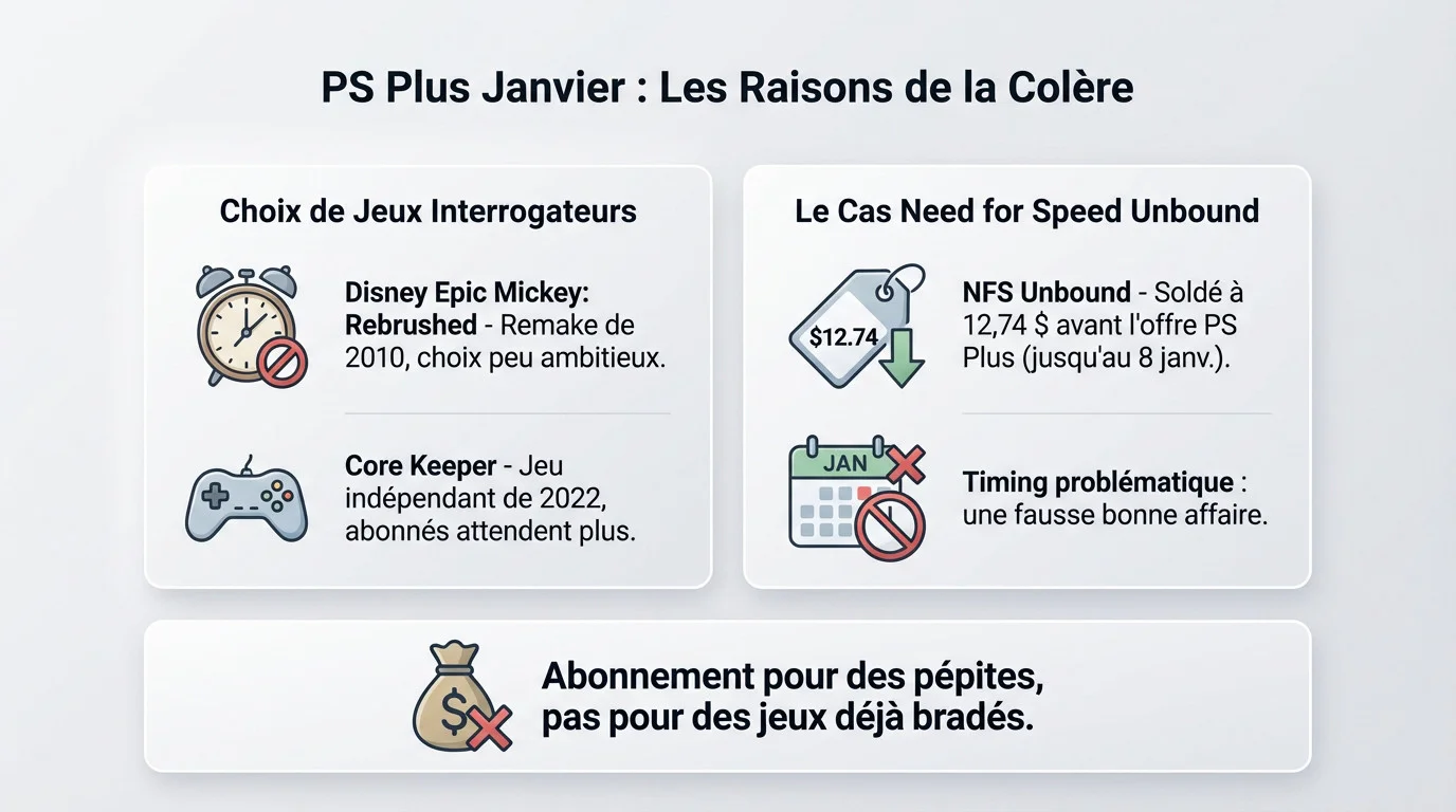 Abonnés PS Plus déçus par la sélection de jeux de janvier 2026