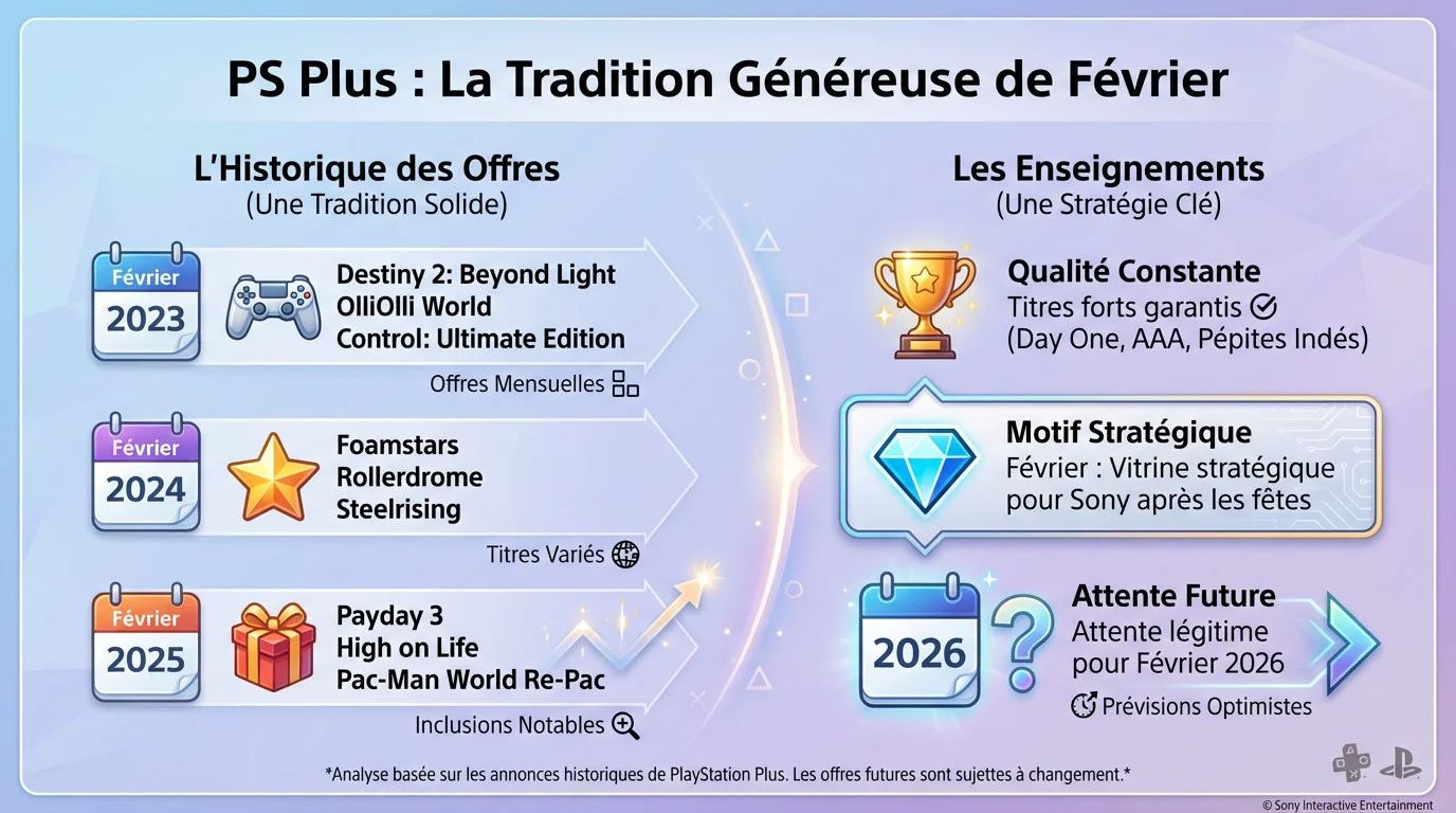 Aperçu des jeux offerts historiquement sur le PlayStation Plus en février