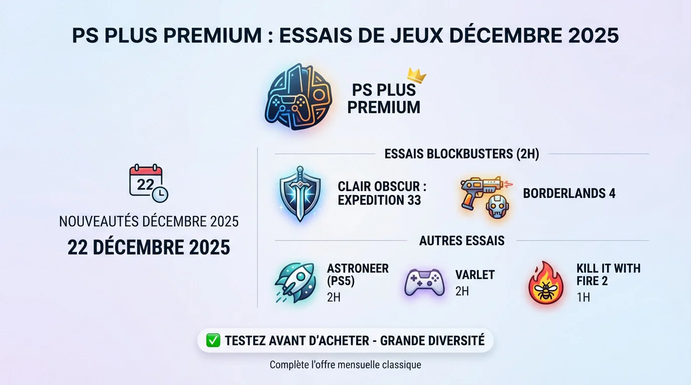 Aperçu des nouveaux essais de jeux PS Plus Premium incluant Clair Obscur et Borderlands 4