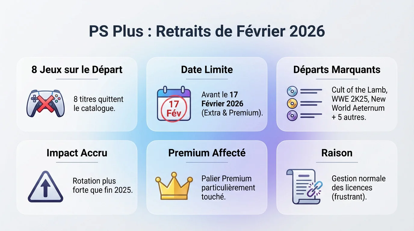 Liste des jeux quittant le catalogue PlayStation Plus en février 2026