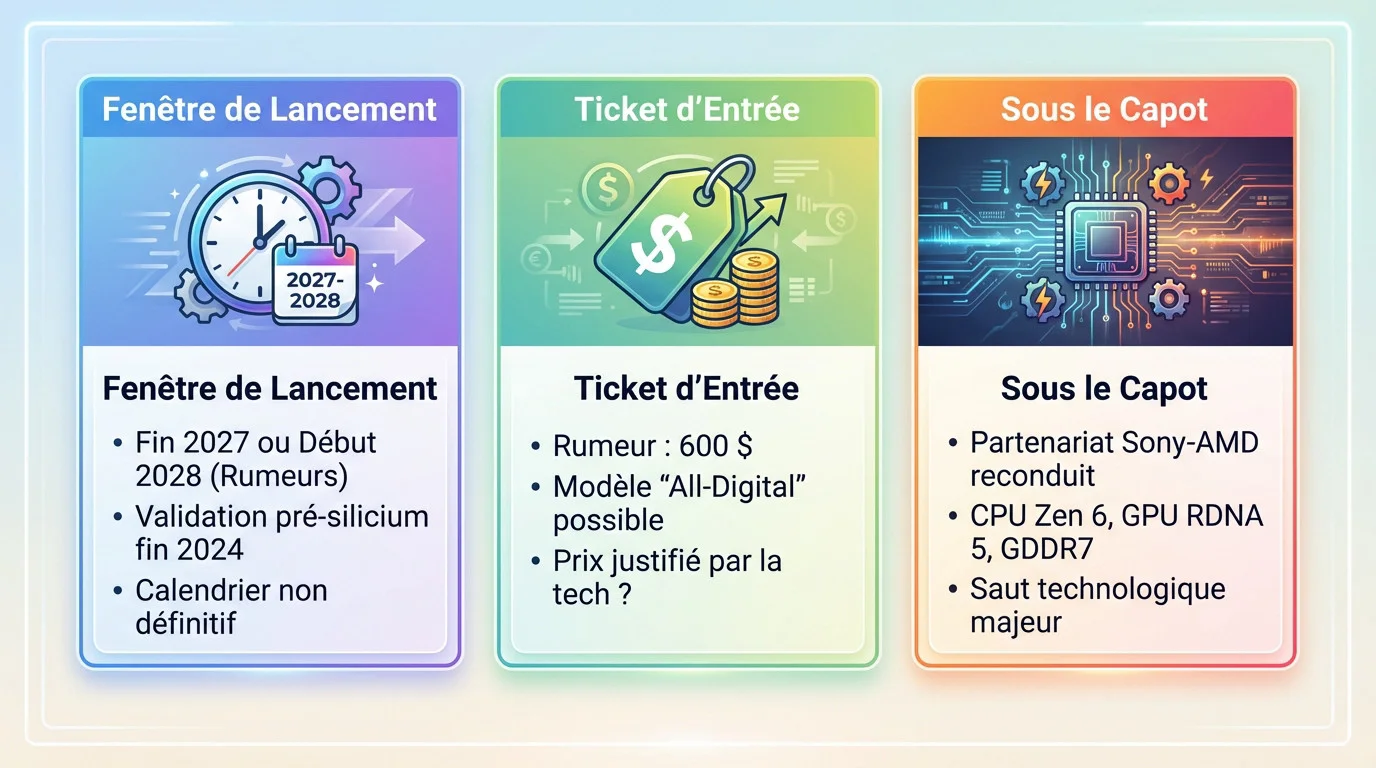 Concept art futuriste illustrant les rumeurs sur le prix et la date de sortie de la PS6