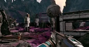 Jeu vidéo futuriste sur une planète extraterrestre