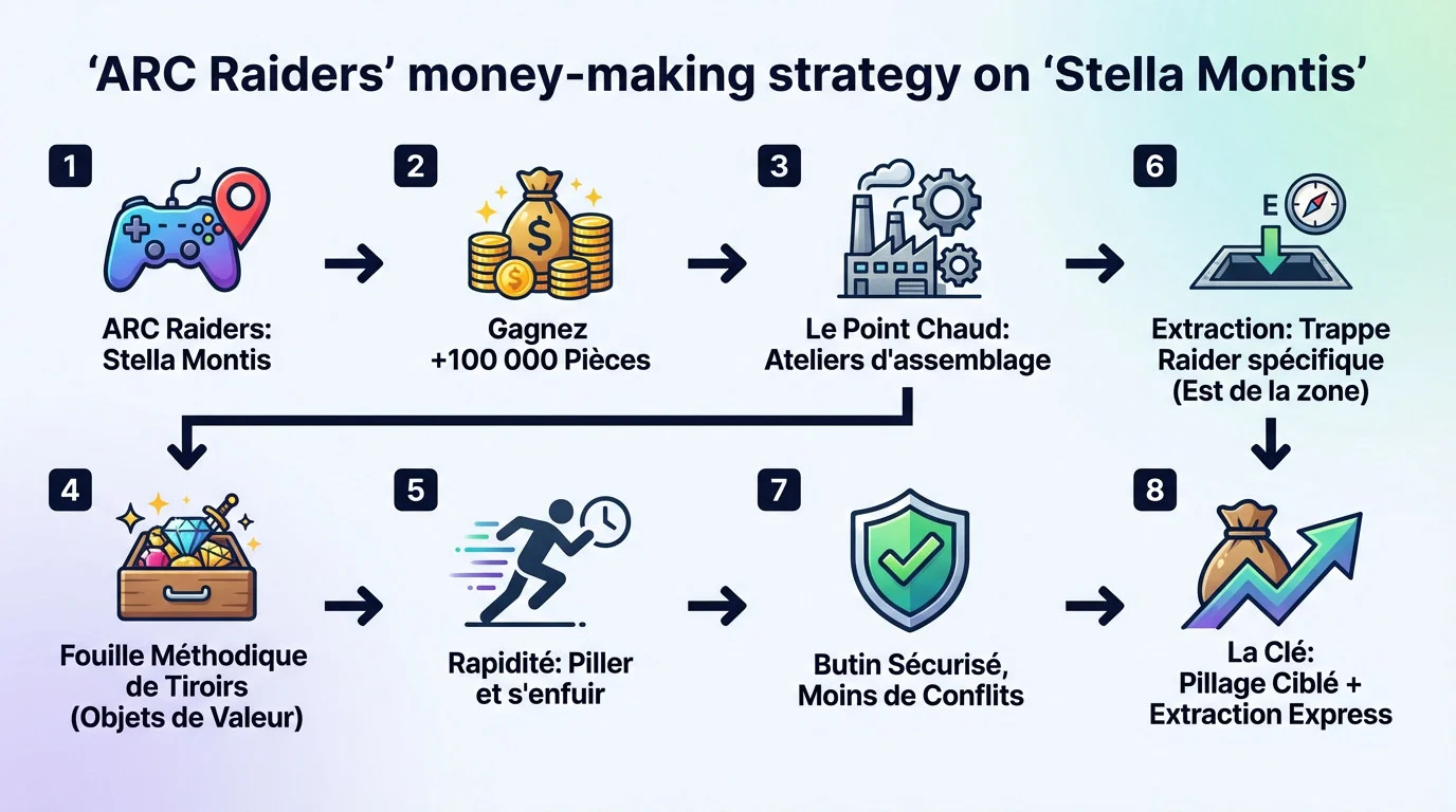 Carte Stella Montis ARC Raiders zone ateliers extraction rapide