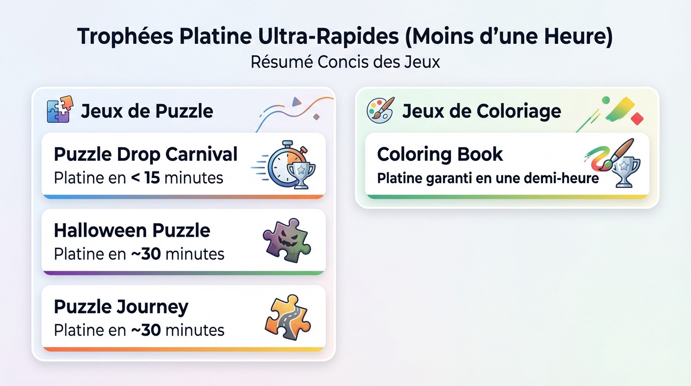 Sélection de jeux PlayStation pour obtenir un trophée platine en moins d'une heure