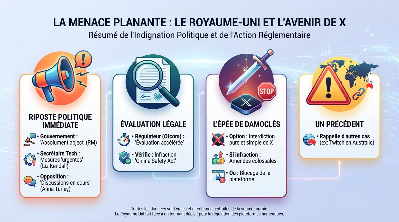 Le Royaume-Uni envisage l'interdiction de X suite au scandale des deepfakes Grok