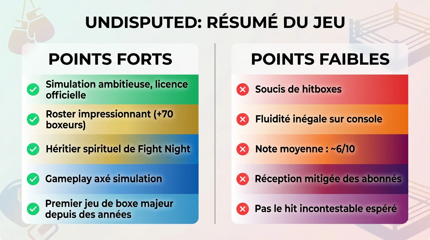 Aperçu du jeu de boxe Undisputed avec ses graphismes réalistes et ses combattants sous licence