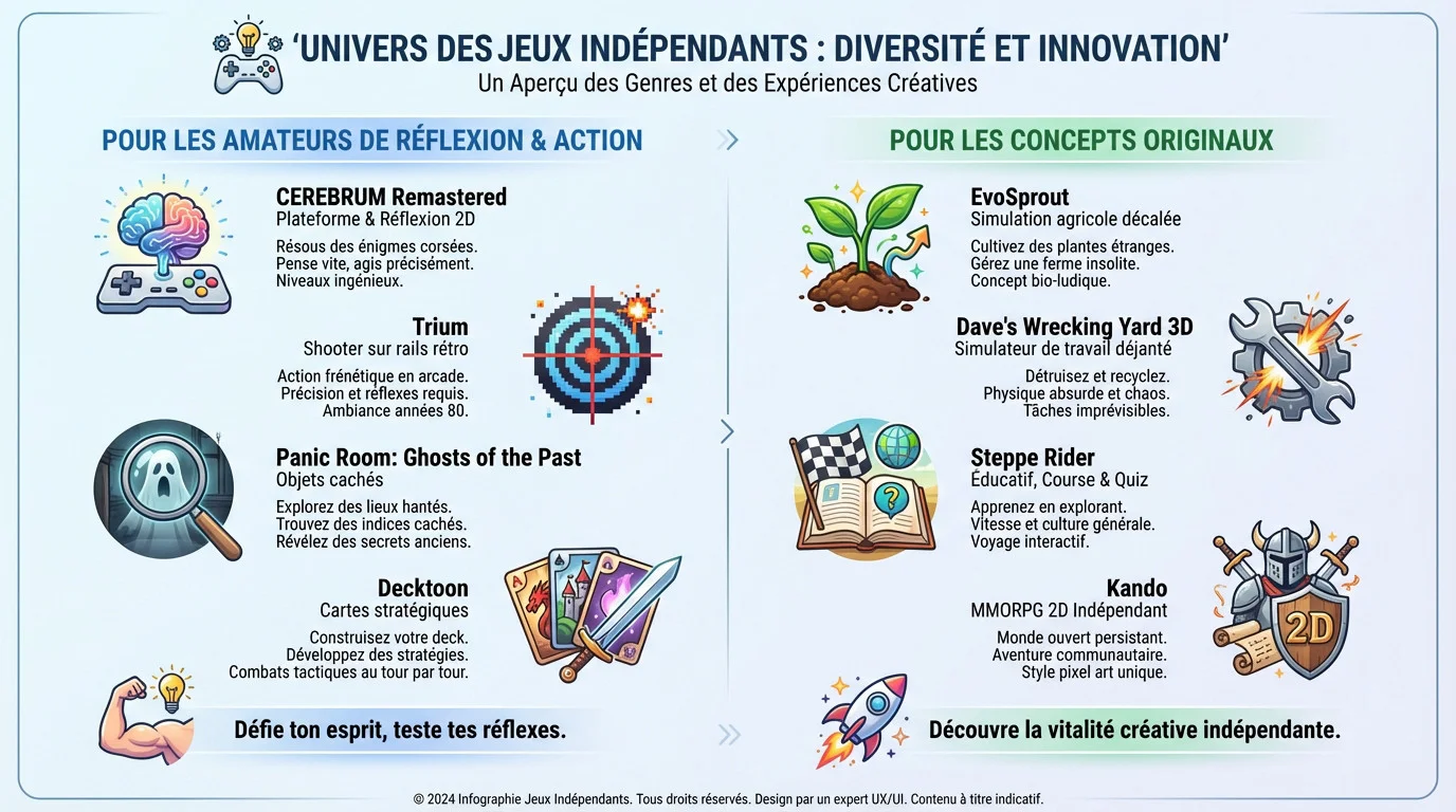 Diversité des genres dans les jeux indépendants gratuits sur Steam