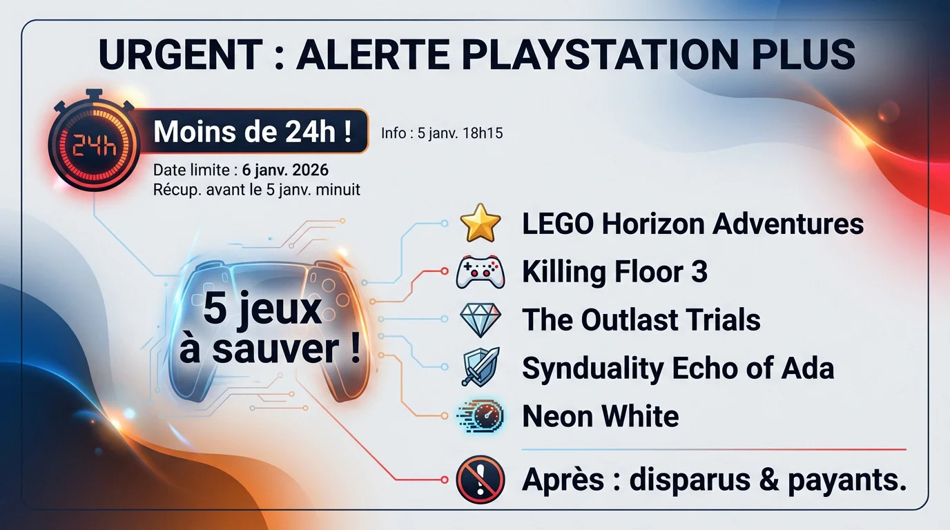 Alerte urgence PlayStation Plus : 5 jeux à récupérer avant retrait imminent du catalogue