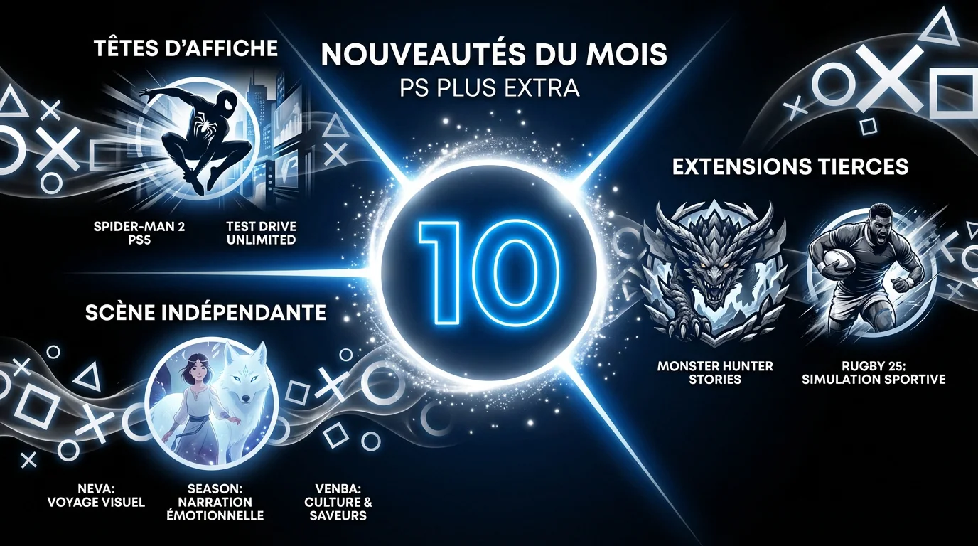 Sélection des jeux PlayStation Plus Extra de février 2026 avec Spider-Man 2 et Neva