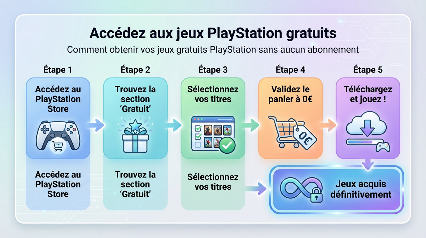 Interface du PlayStation Store affichant les jeux gratuits à télécharger sur PS5