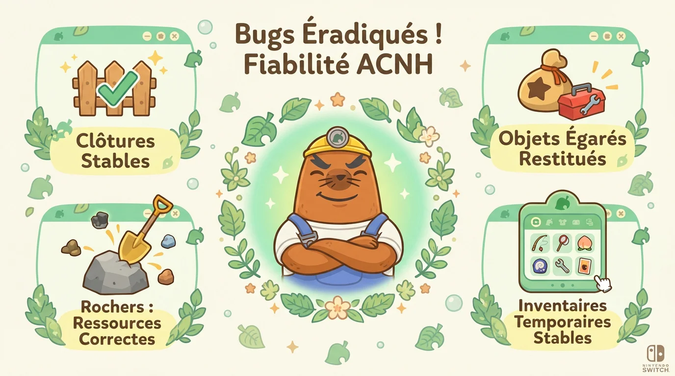 Correction des bugs de duplication et amélioration de la fiabilité dans Animal Crossing New Horizons