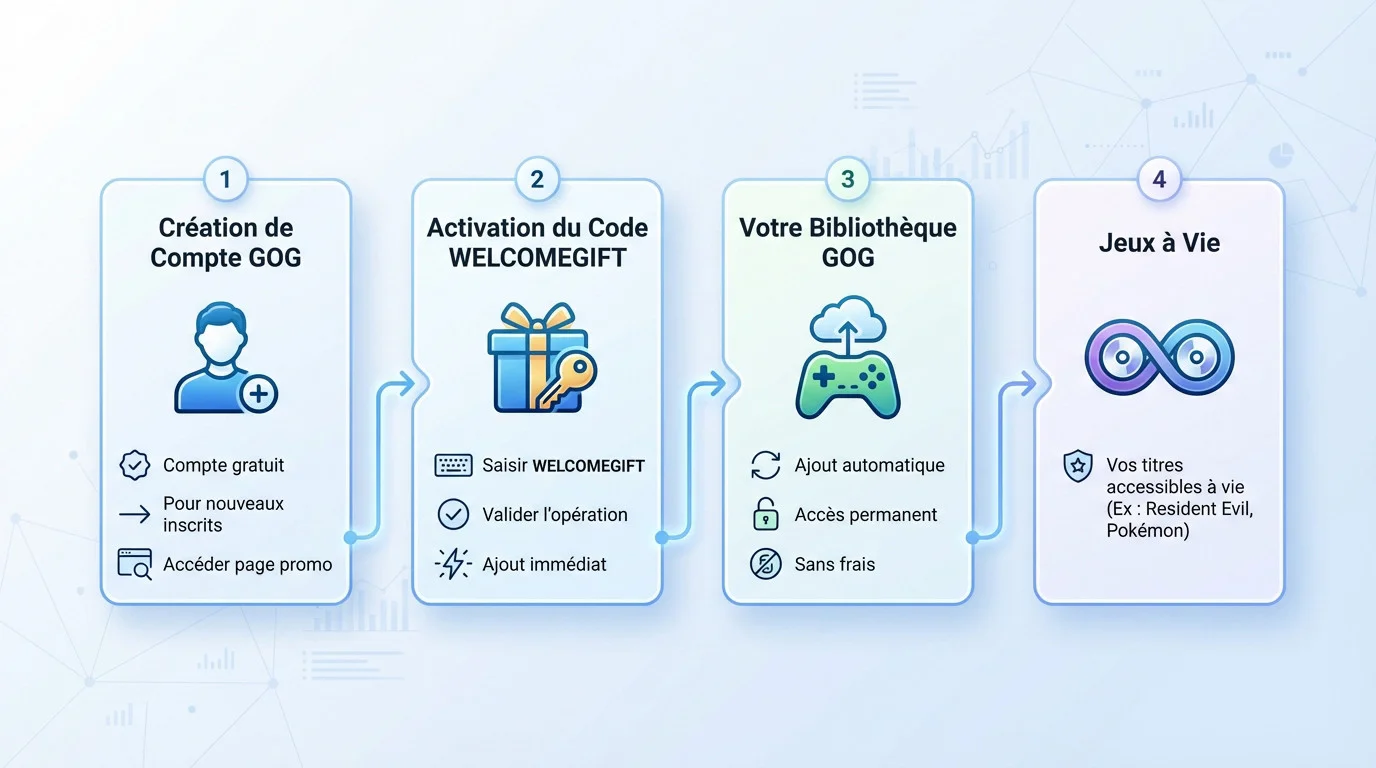 Procedure pour activer les jeux gratuits sur GOG avec le code WELCOMEGIFT