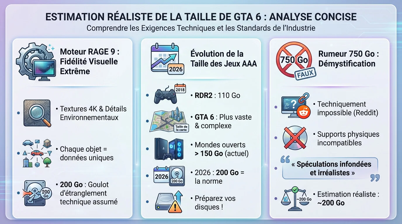 Estimation réaliste de la taille de fichier de GTA 6 sur consoles et PC