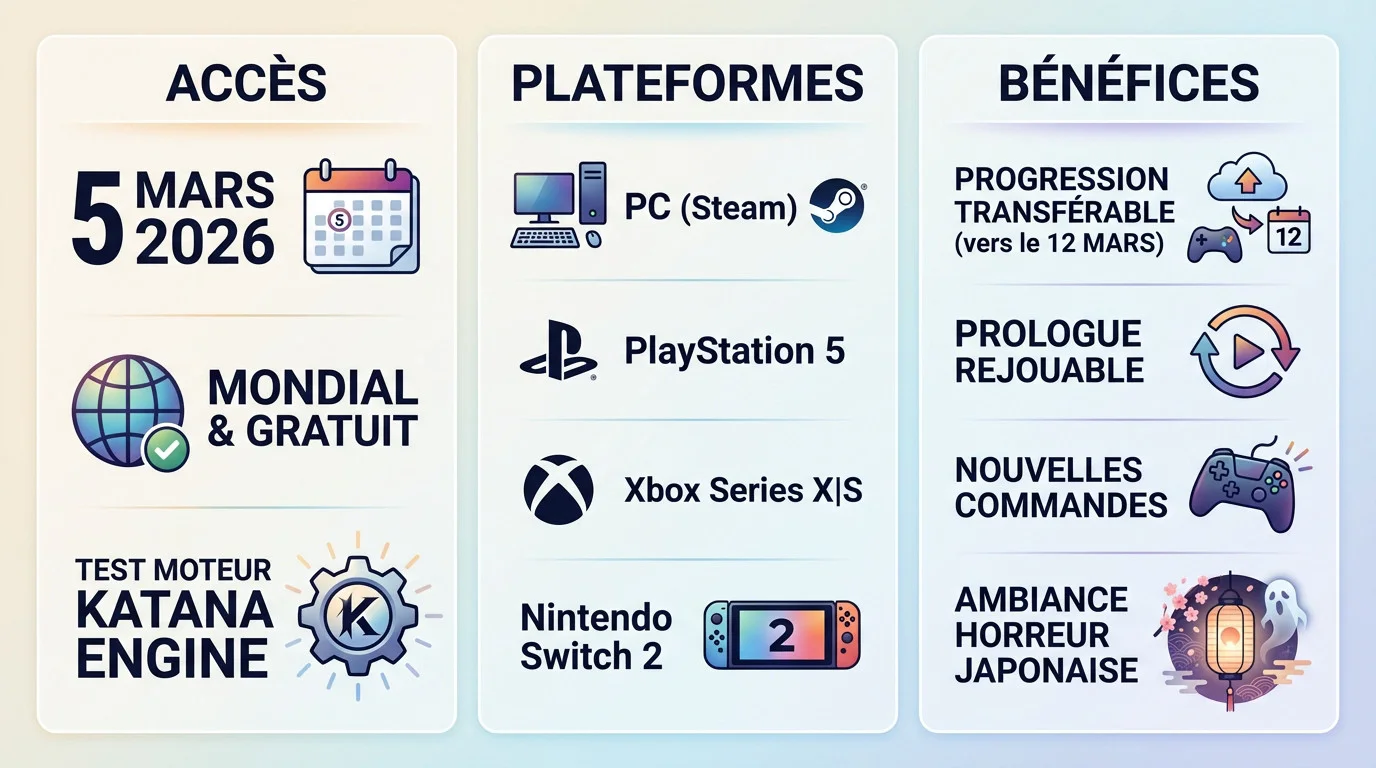 Visuel promotionnel annonçant la démo de Fatal Frame II Remake et les plateformes disponibles