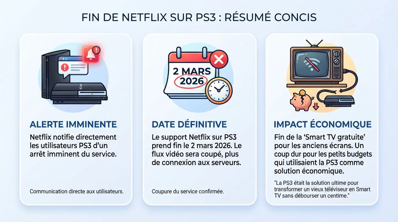 Fin du support Netflix sur PlayStation 3 prévue pour mars 2026