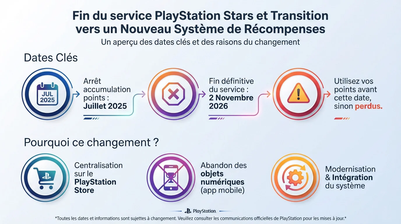 Calendrier de fin du programme PlayStation Stars et transition vers le nouveau système de crédits