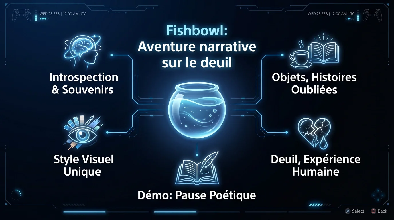 Illustration du jeu vidéo narratif Fishbowl sur console PlayStation