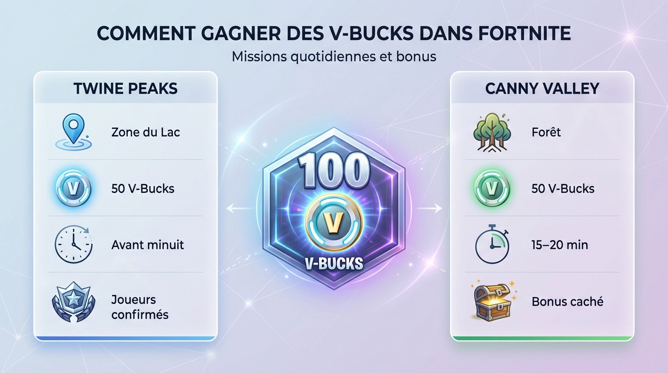 Mission V-Bucks Fortnite Sauver le Monde Twine Peaks et Canny Valley