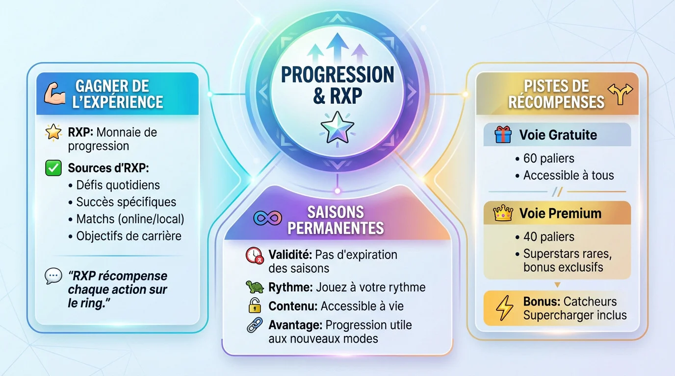 Guide complet sur la progression RXP et les récompenses des saisons Ringside Pass de WWE 2K26