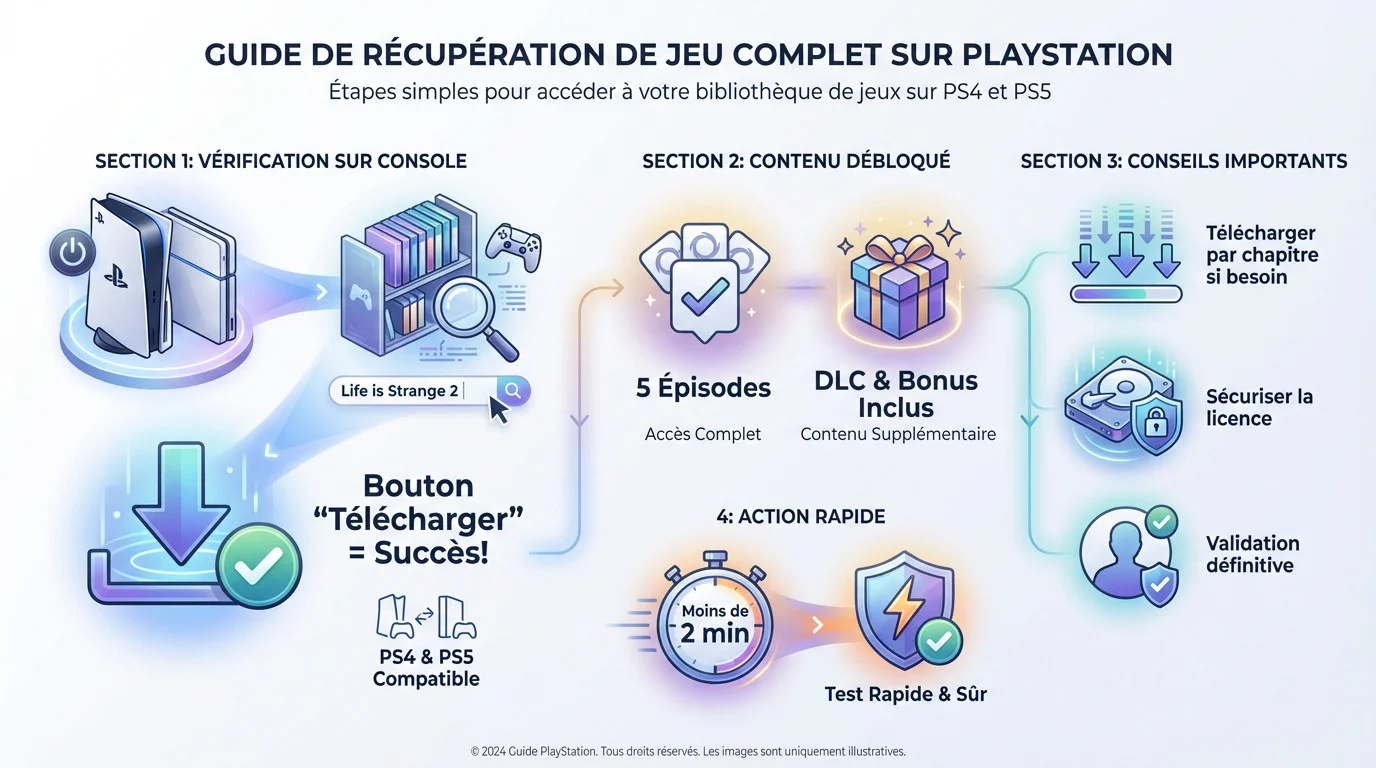 Interface de la bibliothèque PlayStation montrant le téléchargement de Life is Strange 2