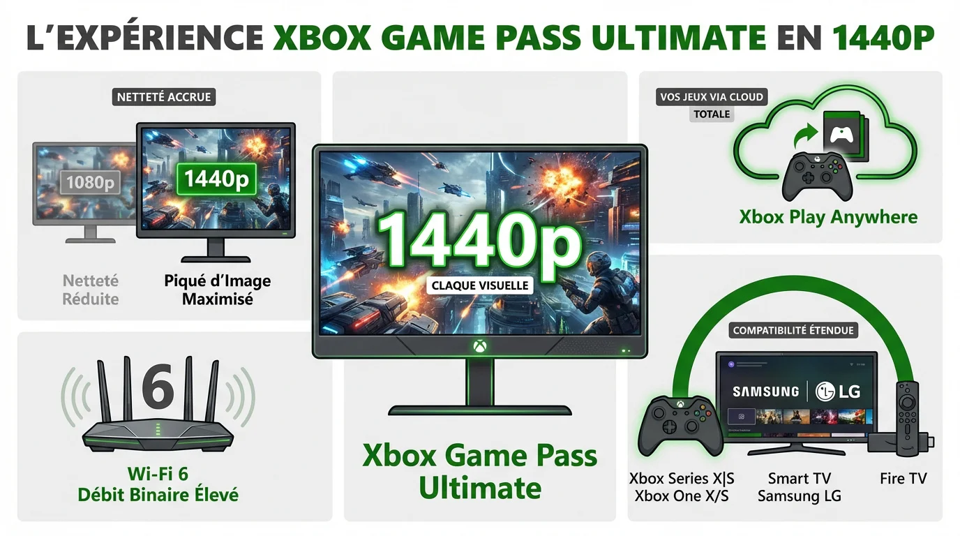 Expérience Xbox Game Pass Ultimate en 1440p sur écran QHD