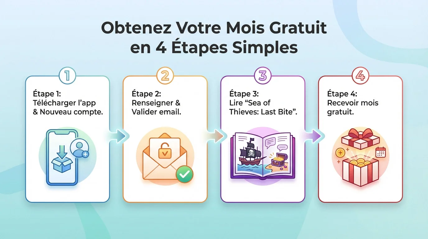 Illustration des étapes pour obtenir le Game Pass gratuit via Webtoon