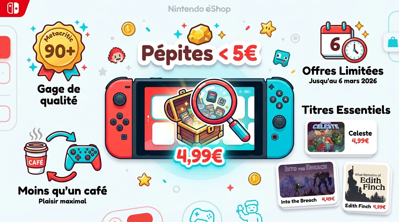 Jeux Nintendo Switch en promotion à moins de 5 euros sur l'eShop