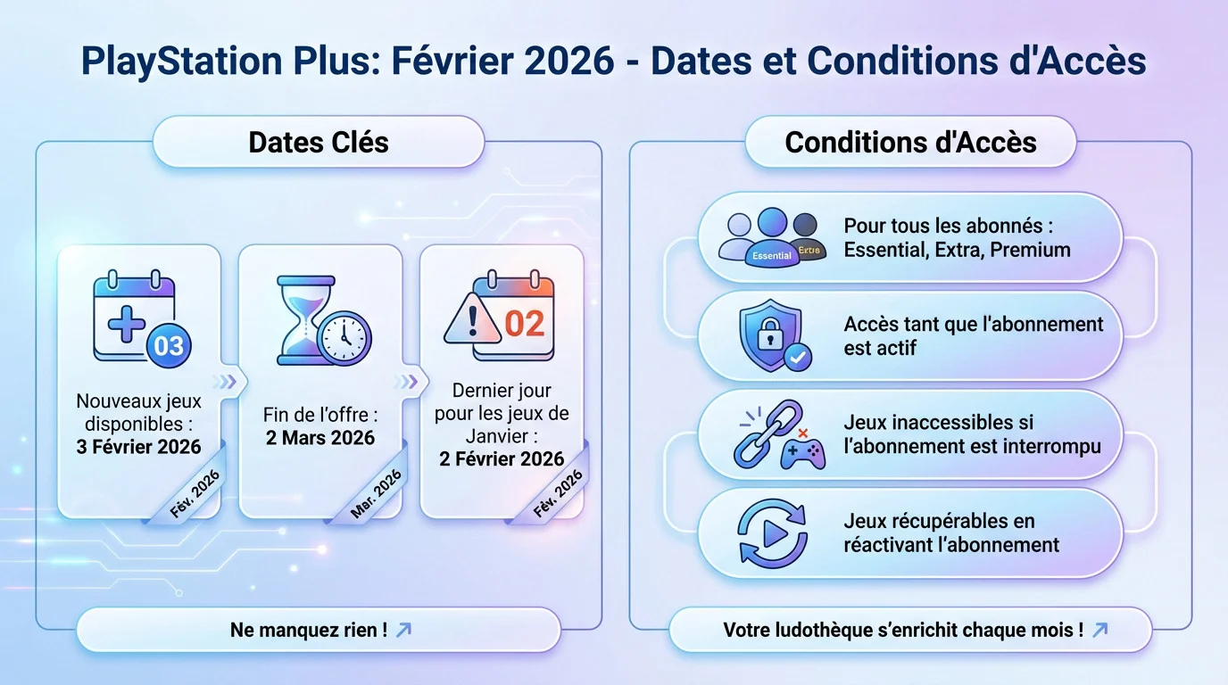 Calendrier des sorties PlayStation Plus février 2026 et conditions d'accès