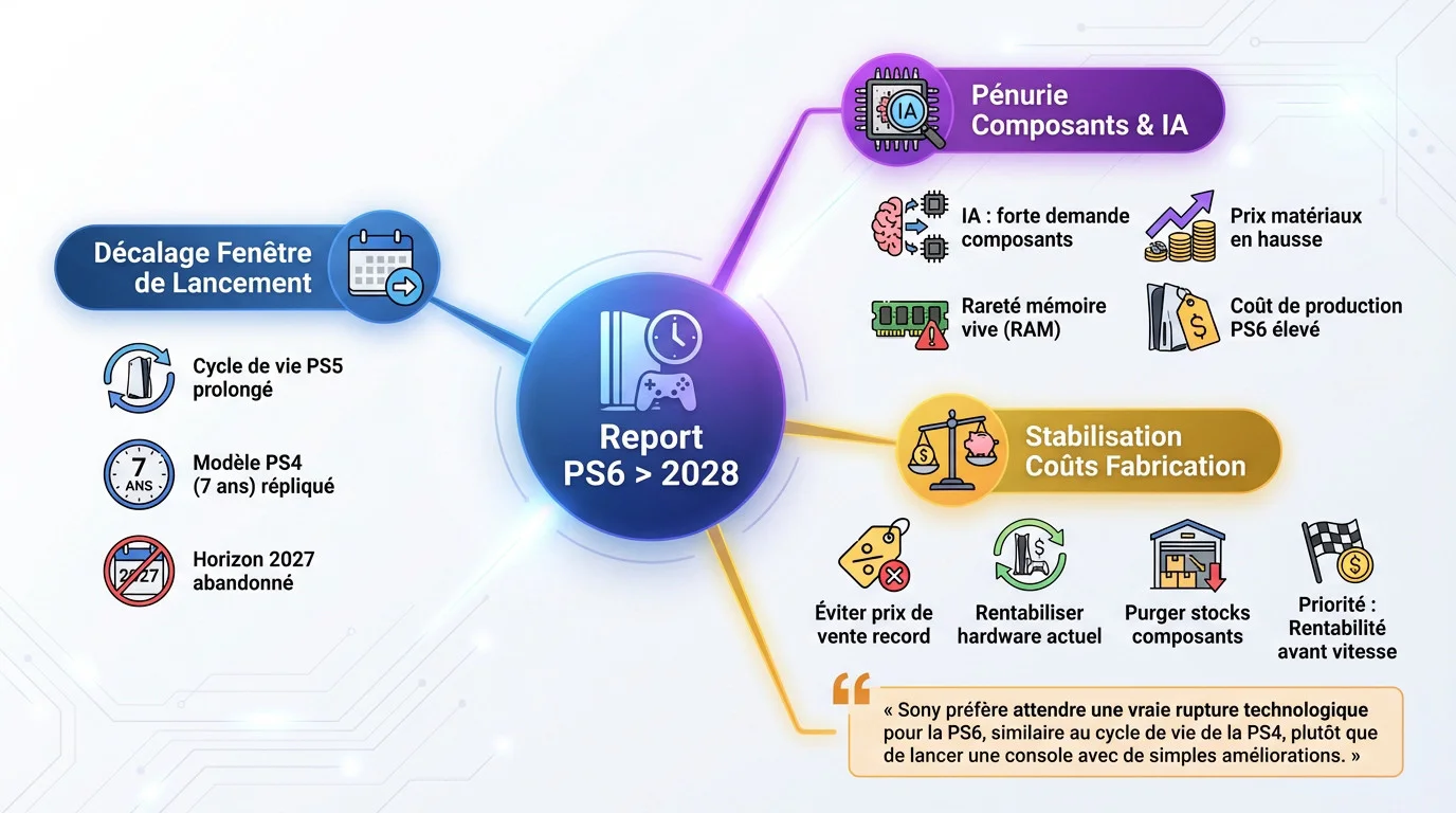 PlayStation 6 reportée au-delà de 2028 en raison des coûts de composants