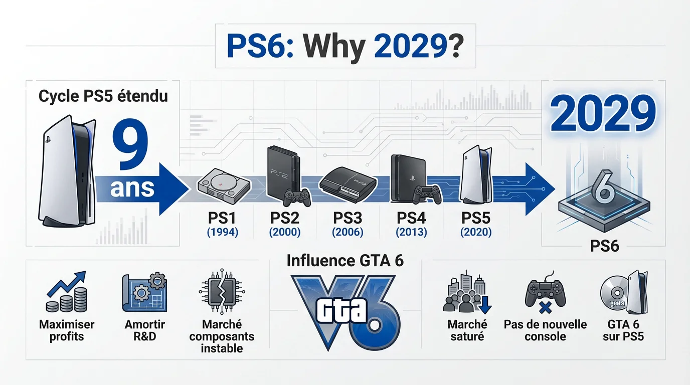 Illustration de la future console PS6 et des composants électroniques