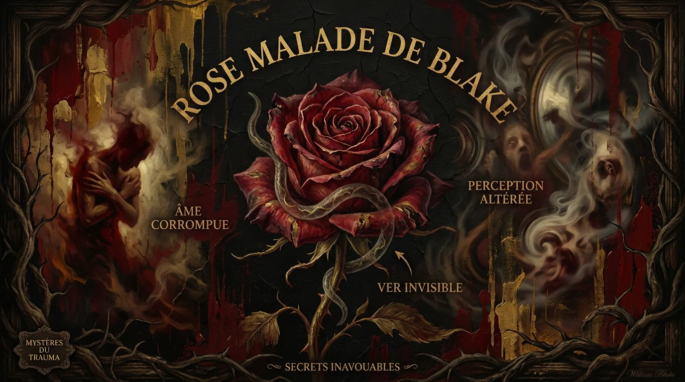 Illustration symbolique de la Rose Malade de William Blake évoquant l'horreur psychologique