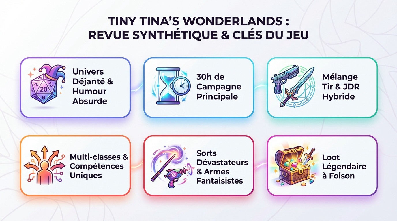 Tiny Tina's Wonderlands visuel promotionnel coloré avec personnages armés