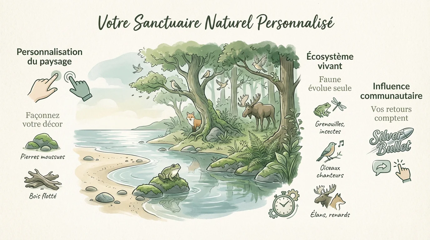 Votre sanctuaire naturel personnalisé dans le jeu Cozywood Creek