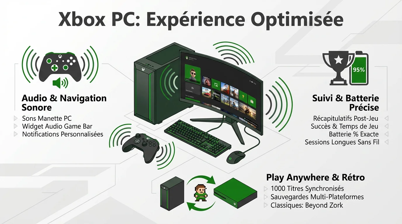 Interface de l'application Xbox sur PC optimisée pour la navigation à la manette