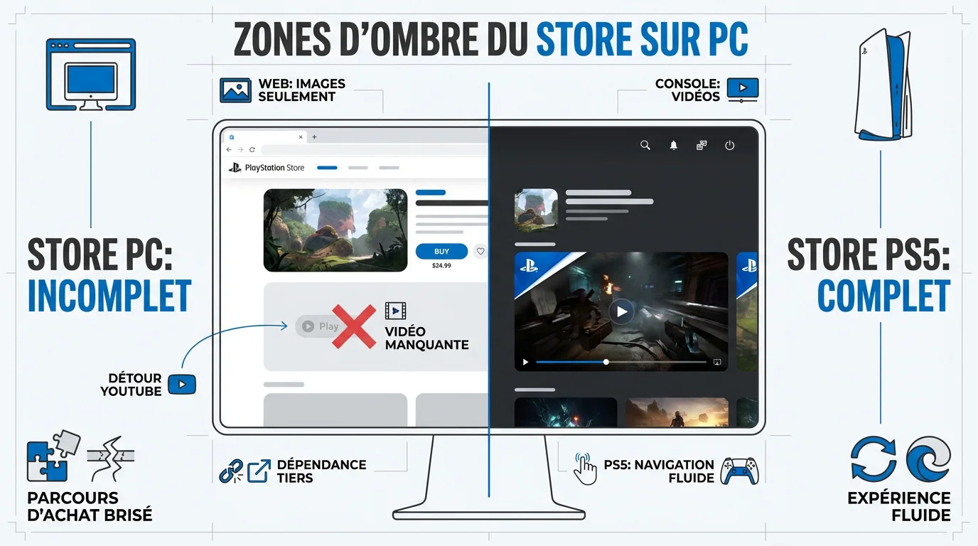 Interface du PlayStation Store web affichant des captures d'écran de jeux PS5