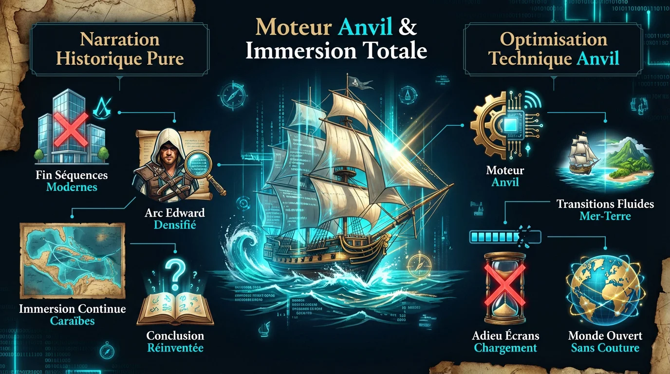 Edward Kenway sur son navire dans le remake Assassin's Creed Black Flag Resynced