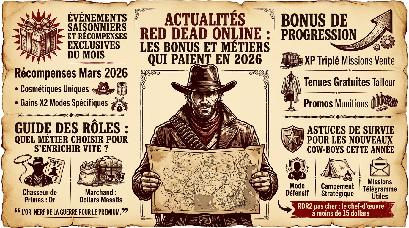 Cow-boy solitaire chevauchant dans les plaines de Red Dead Online en 2026