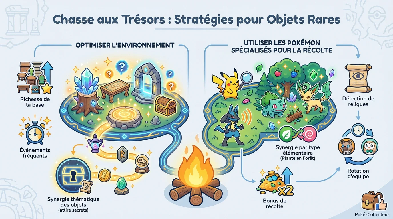 Joueurs de Pokémon Pokopia utilisant des stratégies pour trouver des objets rares et des variantes secrètes