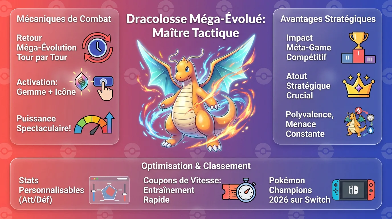 Dracolosse prêt pour la Méga-Évolution dans Pokémon Champions