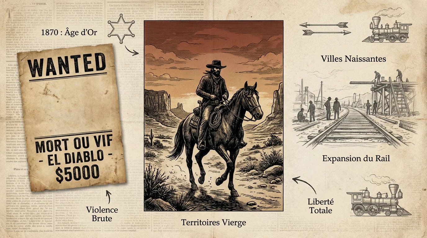 Scène de duel intense dans le Far West sauvage des années 1870