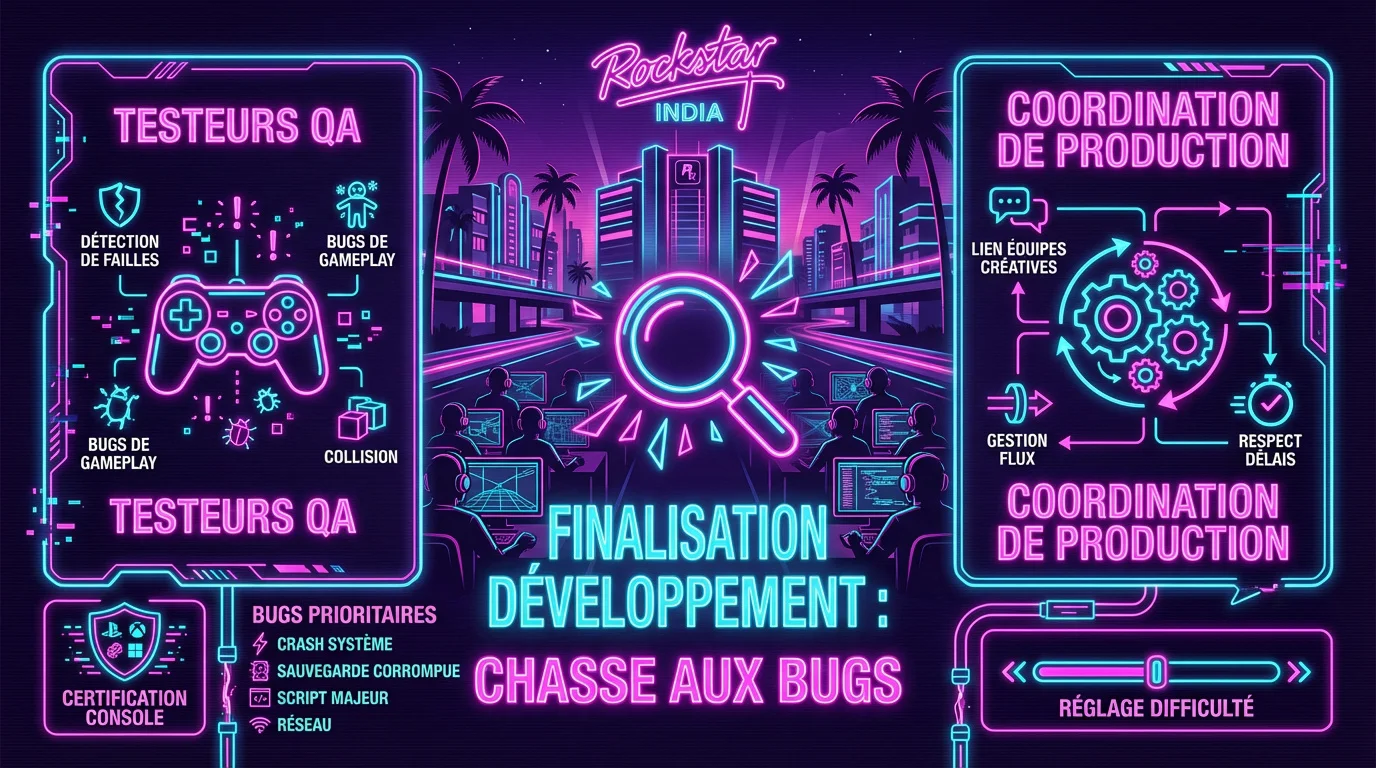 Équipe de testeurs QA chez Rockstar India travaillant sur la finalisation de GTA 6