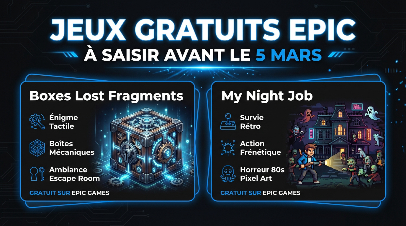 Jeux gratuits Boxes Lost Fragments et My Night Job sur Epic Games Store
